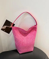 Rose Large Capacity Zircon Faux Suede Shoulder Bag